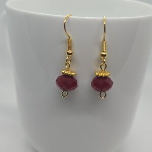 Elegant Gold and Red Beaded Earrings